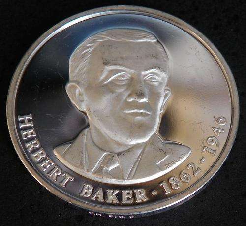 Herbert Baker 1862 - 1946 .925 Silver Medallion designed by Pagliari Cape Town