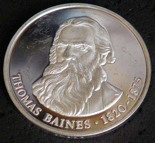 Thomas Baines 1820 - 1875 .925 Silver Medallion designed by Pagliari Cape Town