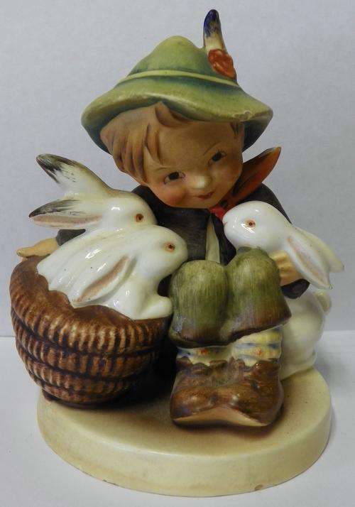Hummel Goebel Porcelain Figurines Playmates Boy & Rabbits No 58/0 Very Collectible