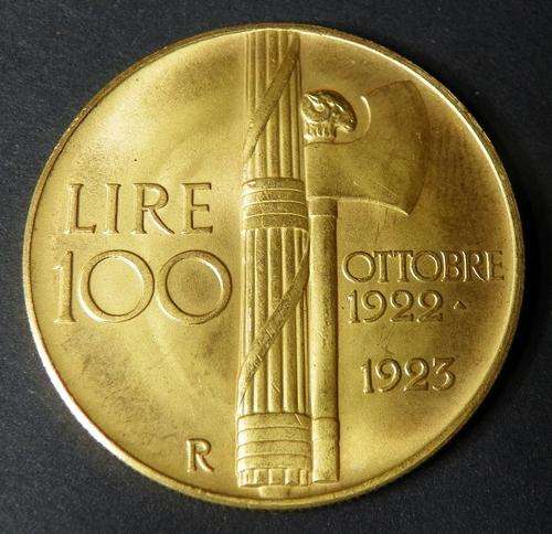 Rare Italy 1923R 100 Lire Gold Coin Only 20000 Minted Catalog Value R36 000 in XF or R90 624 in UNC