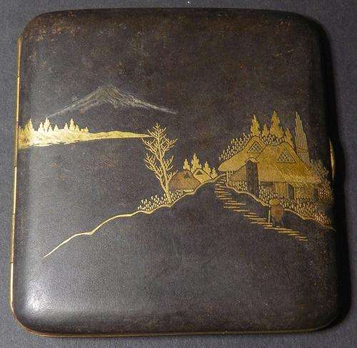 Antique Gold and Silver Inlaid Japanese Cigarette Case