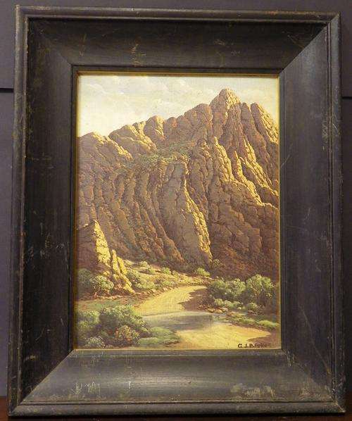 G.J. Beukes Swartberg Pass By die Eerste Drift Prince Albert Oil Painting