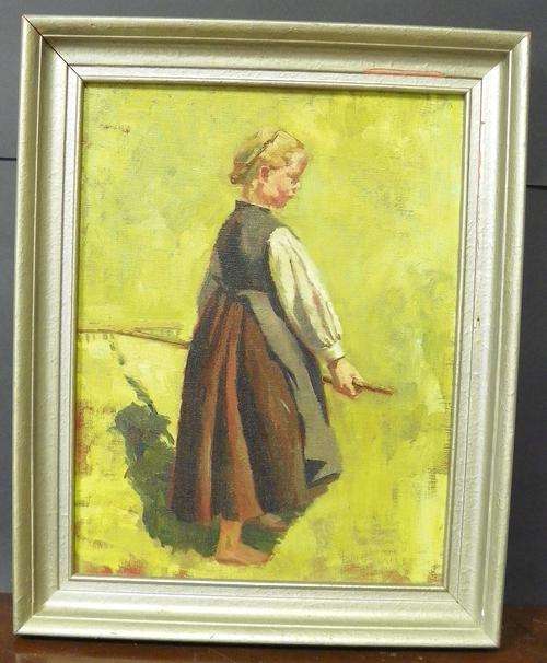 G Staller 43 Oil Painting on Board of a Girl