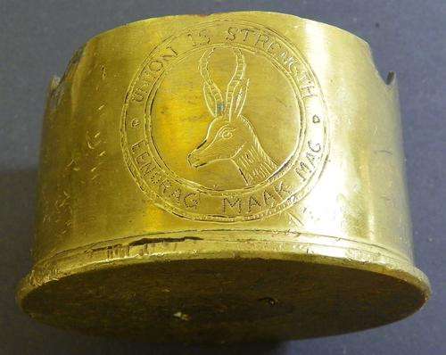 Very Unique WWII 1942 25 Pounder Bomb Shell Engraved and Converted into an Ashtray