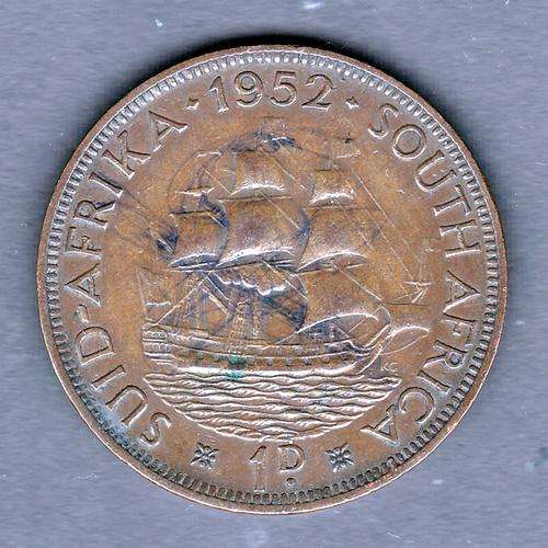 South African Union 1952 Copper 1 Penny