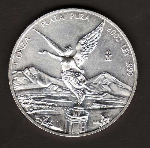 2002 Mexico 1 OZ SILVER LIBERTAD .999 Bullion Coin. This coin looks like a Proof but not confirmed