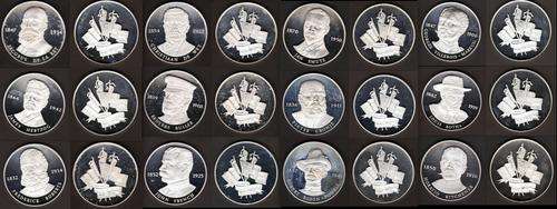 12 x Anglo Boer War Generals 925 Silver Medallions. Designed by Pagliari Cape Town