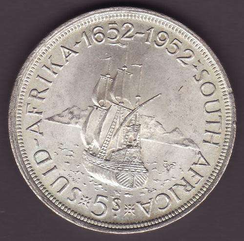 Union of South Africa 1952 5 Shilling Coins. 50% Silver