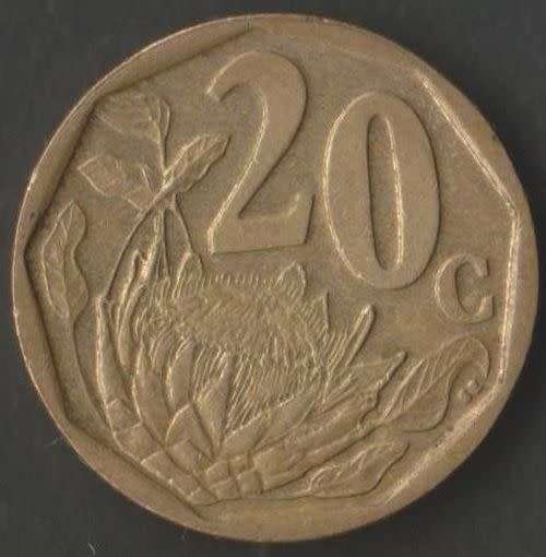SOUTH AFRICA MINT ERRORS ROTATED DIE 5 CENTS AND 20 CENTS COINS