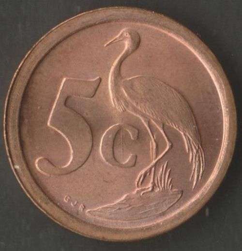 SOUTH AFRICA MINT ERROR 1990 5 CENT COINS x 2 WITH CRACKED DIE, EXTRA THICK LEG &ROTATED DIE- UNC