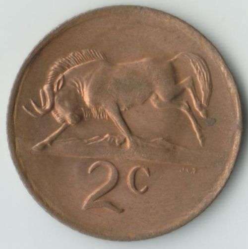 SOUTH AFRICA MINT ERROR 1976 2 CENTS x 2 WEAK STRIKE - PART MISSING GLASSES, CHEEK BONE&HAIRLINES