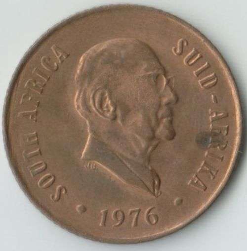 SOUTH AFRICA MINT ERROR 1976 2 CENTS x 2 WEAK STRIKE - PART MISSING GLASSES, CHEEK BONE&HAIRLINES