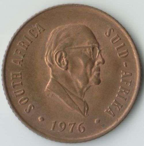 SOUTH AFRICA MINT ERROR 1976 2 CENTS x 2 WEAK STRIKE - PART MISSING GLASSES, CHEEK BONE&HAIRLINES