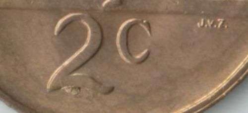SOUTH AFRICA MINT ERROR 1988 2 CENT COIN WITH "EXTRA BUSHY TAIL " - UNC