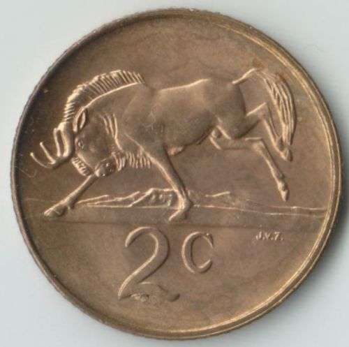 SOUTH AFRICA MINT ERROR 1988 2 CENT COIN WITH "EXTRA BUSHY TAIL " - UNC