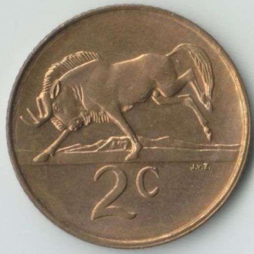 SOUTH AFRICA MINT ERROR 1988 2 CENT COIN WITH "EXTRA BUSHY TAIL " - UNC