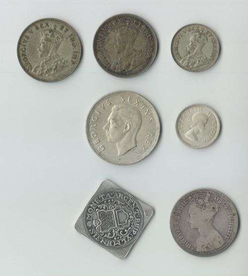 SILVER COIN LOT INCLUDING SOUTH AFRICA GREAT BRITAIN EAST AFRICA AND GERMANY