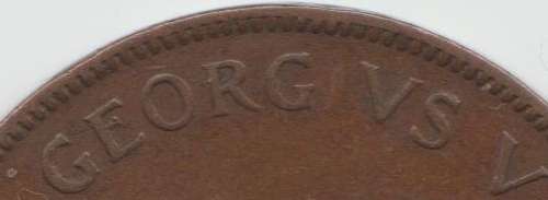 1931 UNION SOUTH AFRICA PENNY WEAK STRIKE OF "I" In GEORGIVS 1940 PENNY "MISSING STAR AFTER DATE"