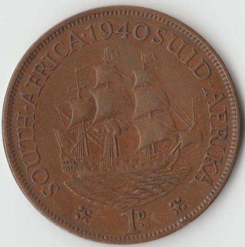 1931 UNION SOUTH AFRICA PENNY WEAK STRIKE OF "I" In GEORGIVS 1940 PENNY "MISSING STAR AFTER DATE"
