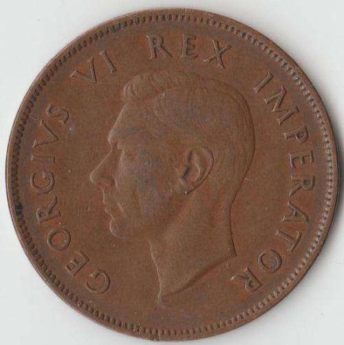 1931 UNION SOUTH AFRICA PENNY WEAK STRIKE OF "I" In GEORGIVS 1940 PENNY "MISSING STAR AFTER DATE"