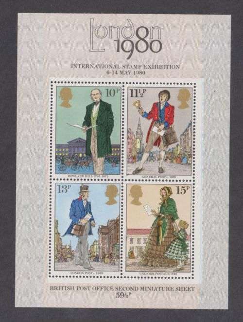 1980 GREAT BRITAIN DEATH OF SIR ROWLAND MINISHEET WITH ERROR LARGE COLOUR SHIFT- MNH FRESH