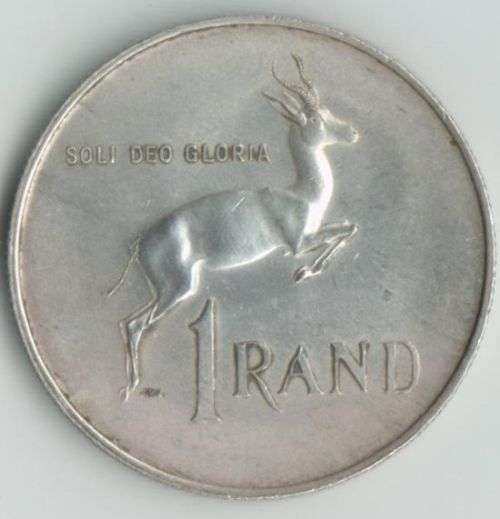 1967 SOUTH AFRICA R1 ONE RAND SILVER COIN - AFRIKAANS
