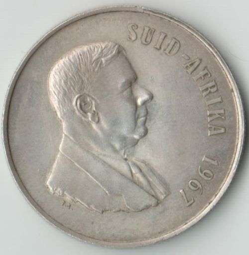 1967 SOUTH AFRICA R1 ONE RAND SILVER COIN - AFRIKAANS