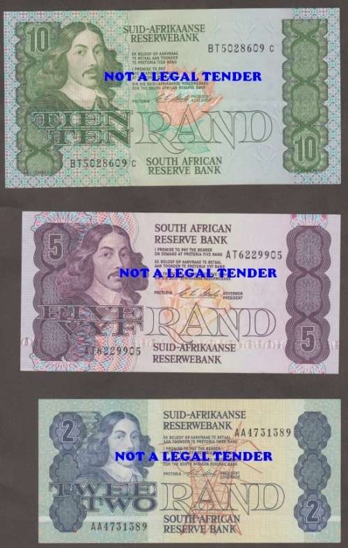 SOUTH AFRICA CL STALS R 2, R 5, R 10. R 20 and R 50 BANKNOTE SET