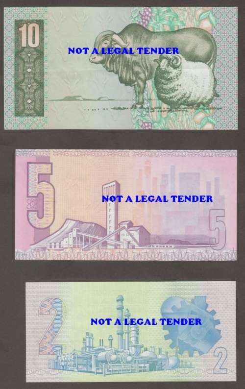 SOUTH AFRICA CL STALS R 2, R 5, R 10. R 20 and R 50 BANKNOTE SET