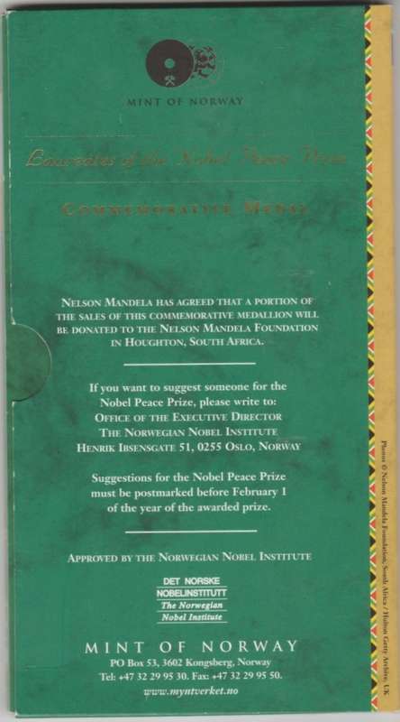 MANDELA ROBBEN ISLAND .925 1 OUNCE SILVER MEDALLION IN FOLDER