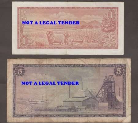 SOUTH AFRICA TW de JONGH R1, R 2, R 5 and R 10 BANKNOTE LOT BOTH WATERMARKS