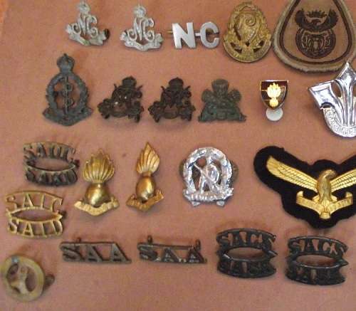 World War OneandTwo South Africa,SADF,Rhodesia,British Military Cap Badges,Collars and Shoulders