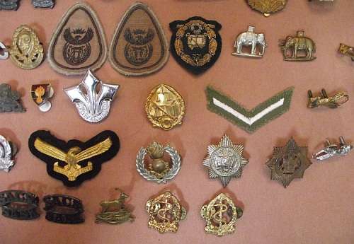 World War OneandTwo South Africa,SADF,Rhodesia,British Military Cap Badges,Collars and Shoulders