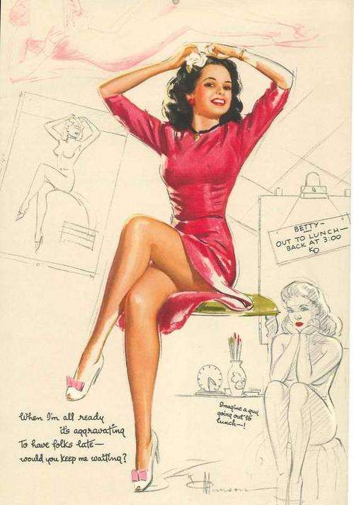 AUTHENTIC IMAGE OF AN ORIGINAL 1947 PIN UP CALENDAR GIRL