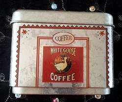 BEUATIFUL "WHITE GOOSE" COFFEE TIN