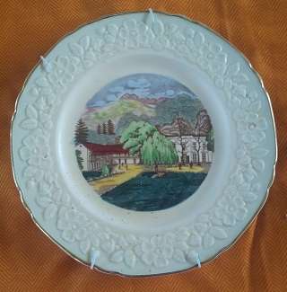 LOVELY HANDPAINTED MADDOCK, ENGLAND,  IVORY WARE, PLATE