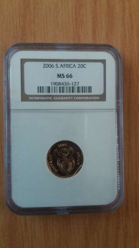 ** WoW. One Of Only 56 Graded In This Grade at NGC. 2006 South Africa 20c MS66. **
