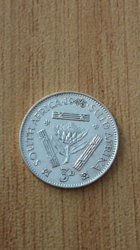 1945 Union Of South Africa Three Pence