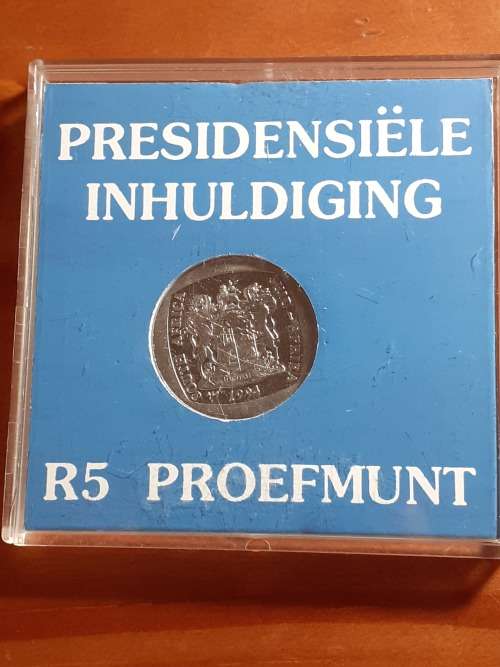 ** Beautiful 1994 Proof Presidential Inauguration R5 In Blue perspex Box **