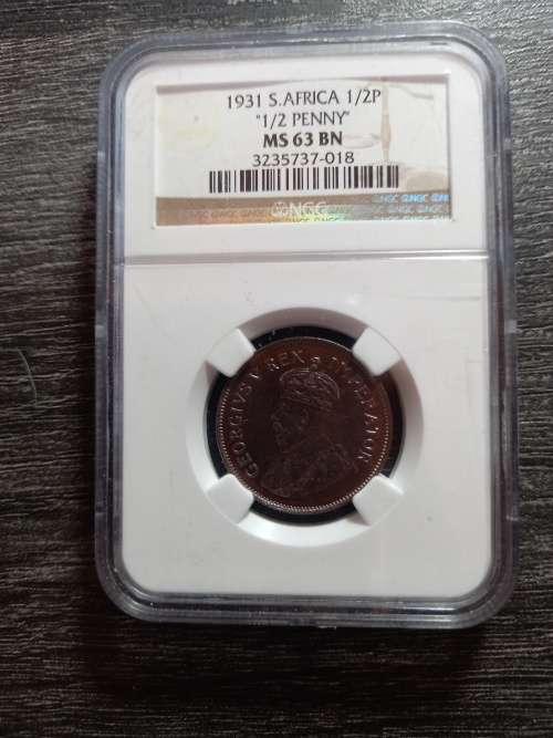 WOW WOW 1931Z Union Half Penny. Graded MS63 BN. Extremely Difficult to Get. Book Value R1450