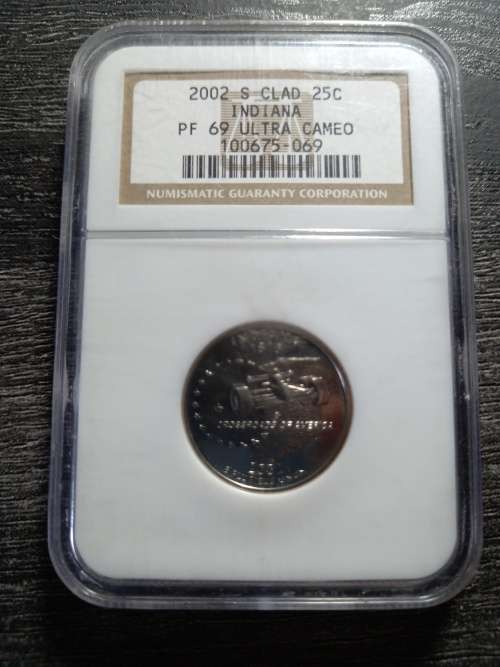 2002 USA Indiana Proof Graded Quarter Dollar. High Grade