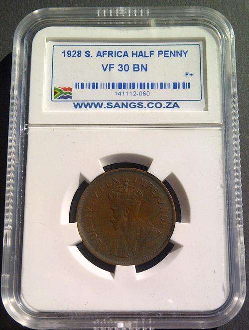 RARE 1928 Graded VF30 BN Half penny. Only 104912 minted. DONT MISS OUT