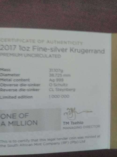 Silver 1 0z Krugerrand