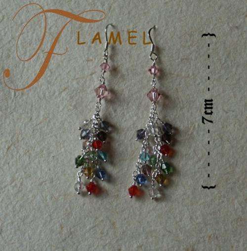 FUNKY MULTI COLOUR CRYSTAL STERLING SILVER EARRING
