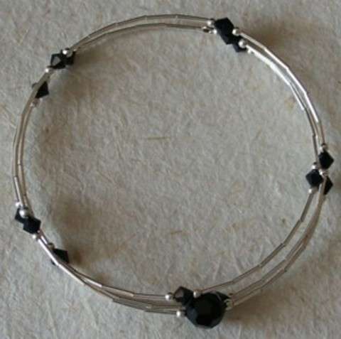 STERLING SILVER AND ONYX BRACELET