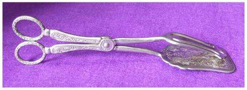 Stunning Embossed Silver Plated Cake/Pastry/Sandwich Tongs