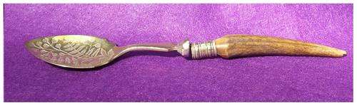 Silver Jam Spoon with Stag Horn Handle