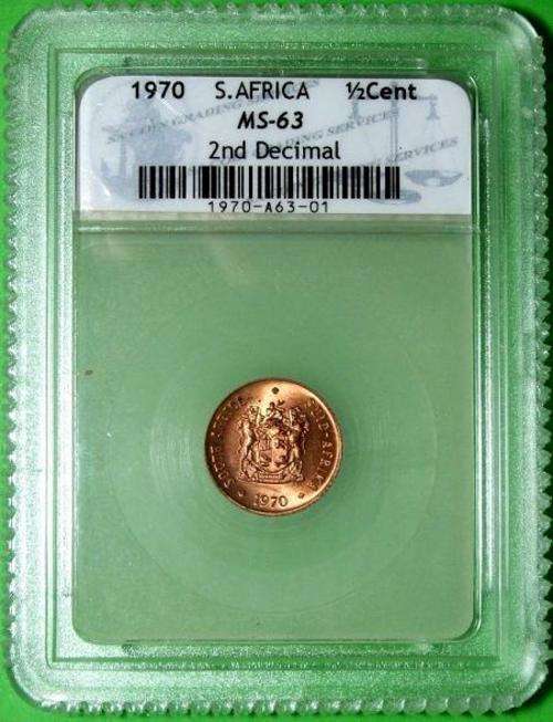 Graded Coin - 1970 South Africa 1/2 Cent (MS-63)