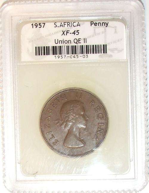 Graded Coin - 1957 South Africa 1 Penny (XF-45)