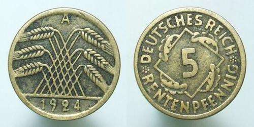 Deutsches Reich - 1924 - 5 Penny